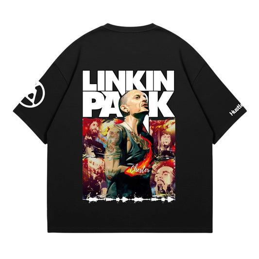 Linkin Park Chester Bennington Oversized Black T-shirt - Back View