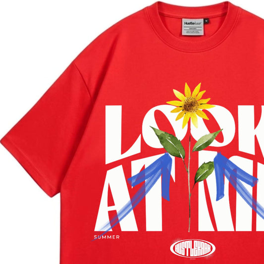 Look At Me Heavyweight Oversized Tee - Red
