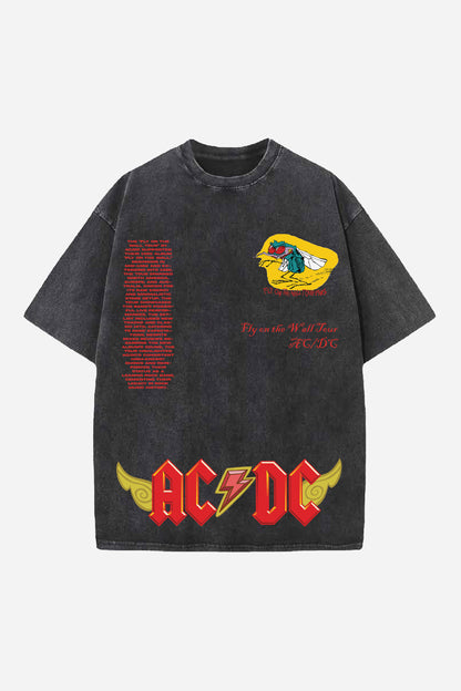 AC DC Designed Vintage Oversized T-shirt