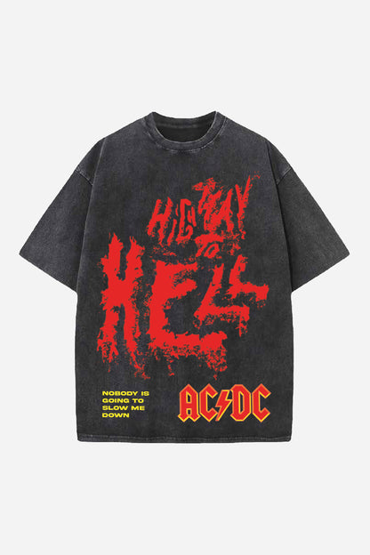 Highway To Hell Designed Vintage Oversized T-shirt
