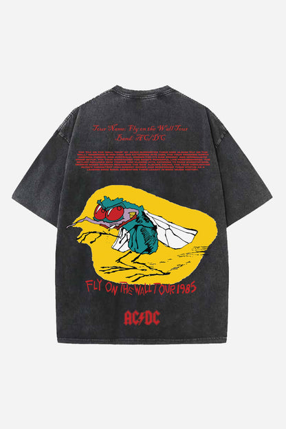 AC DC Designed Vintage Oversized T-shirt