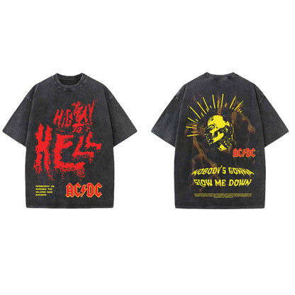 Highway To Hell Designed Vintage Oversized T-shirt
