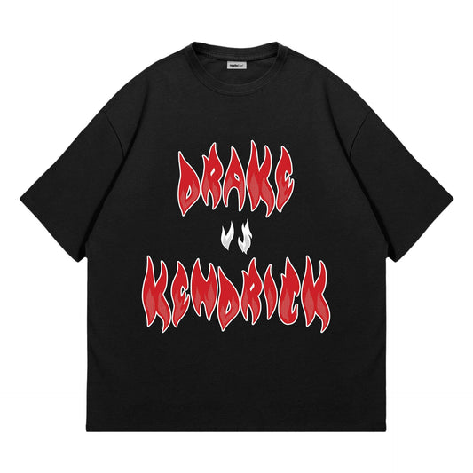 Drake Vs Kanye Heavyweight Oversized Tee - Black