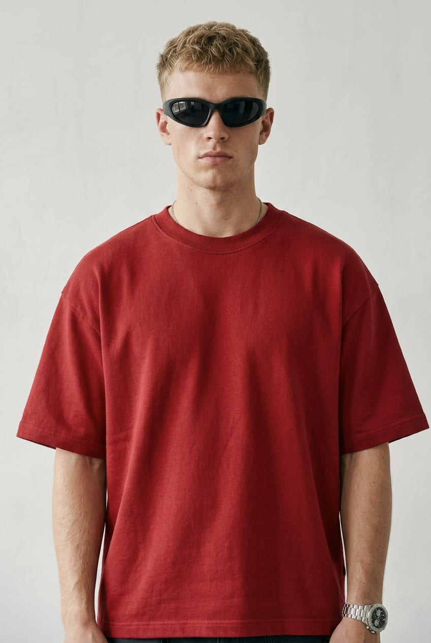 Premium Heavyweight Plain Oversized T-shirt - Red