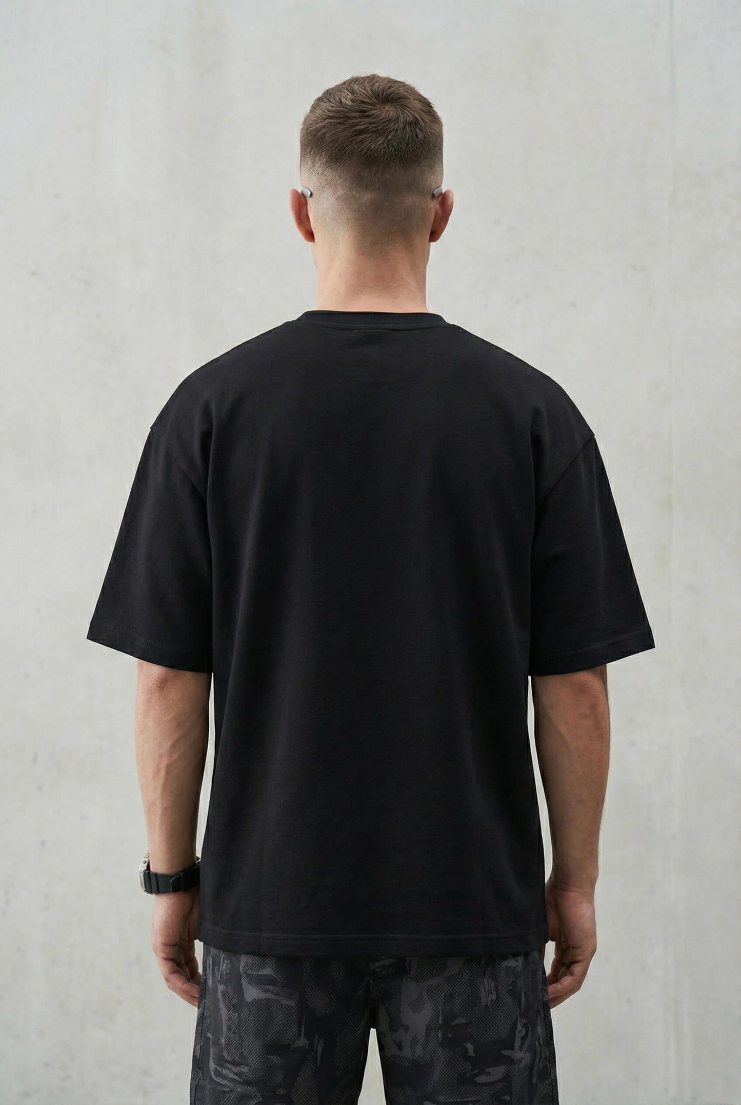 Premium Plain Classic Black Oversized T-shirt - Back View