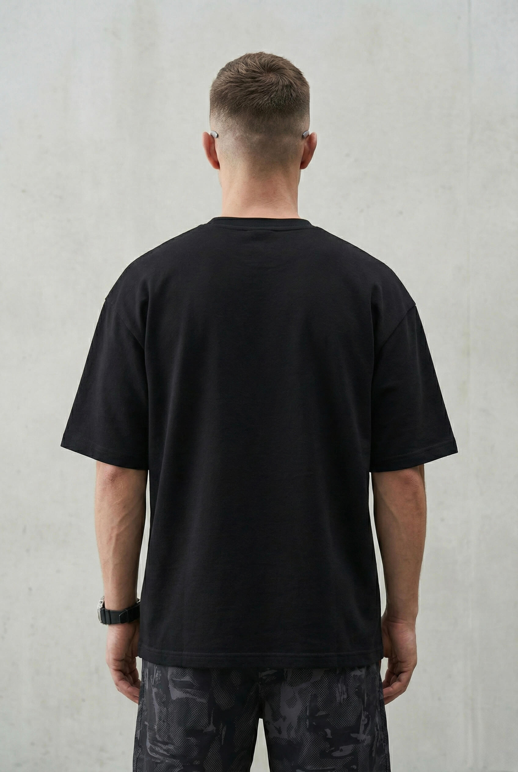Premium Plain Classic Black Oversized T-shirt - Back View