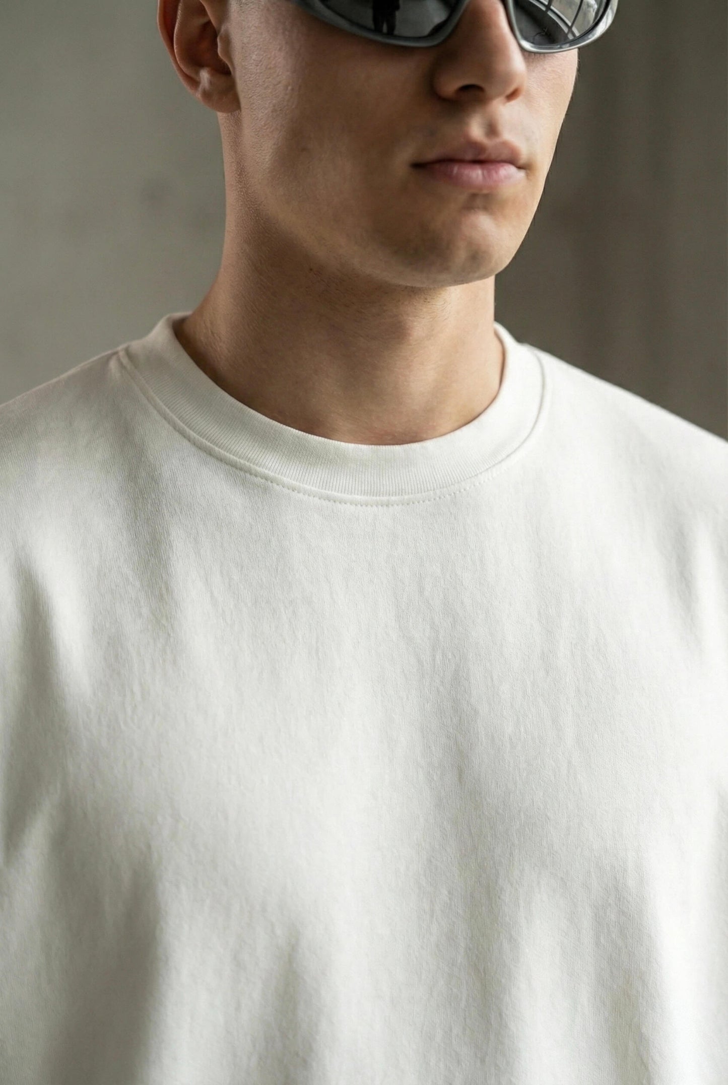 Premium Heavyweight Plain White Oversized T-shirt - Focused Front View