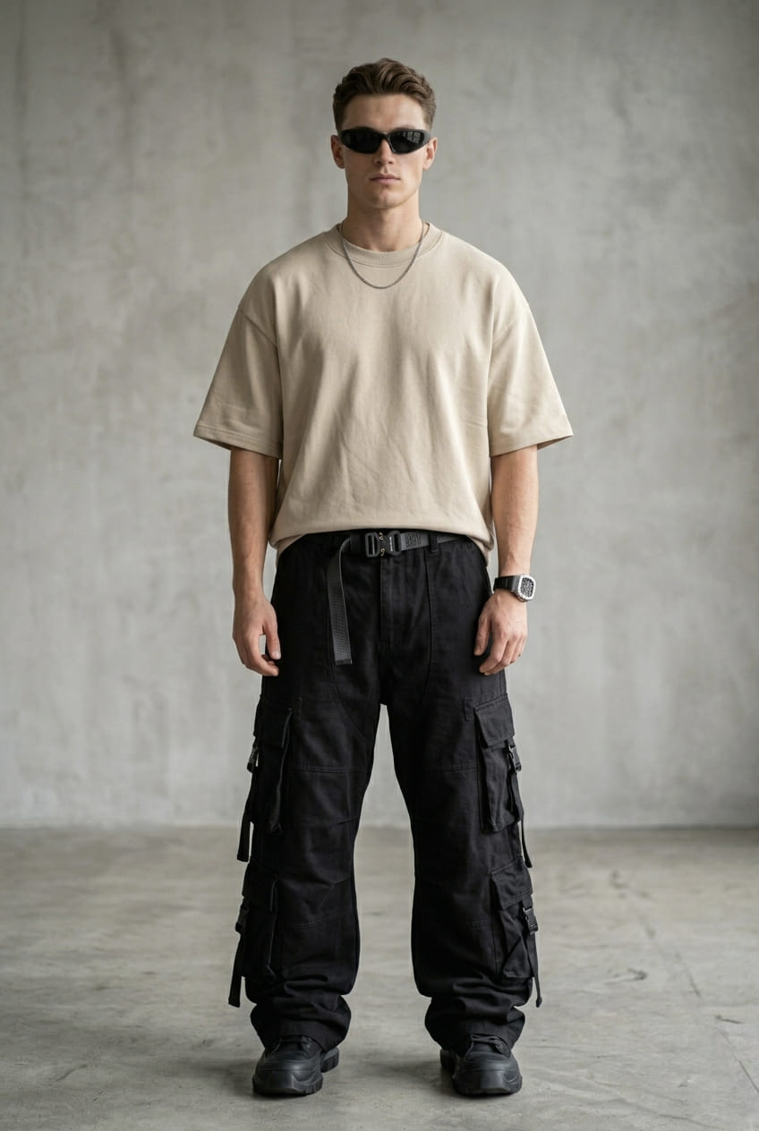 Premium Heavyweight Plain Oversized T-shirt - Beige