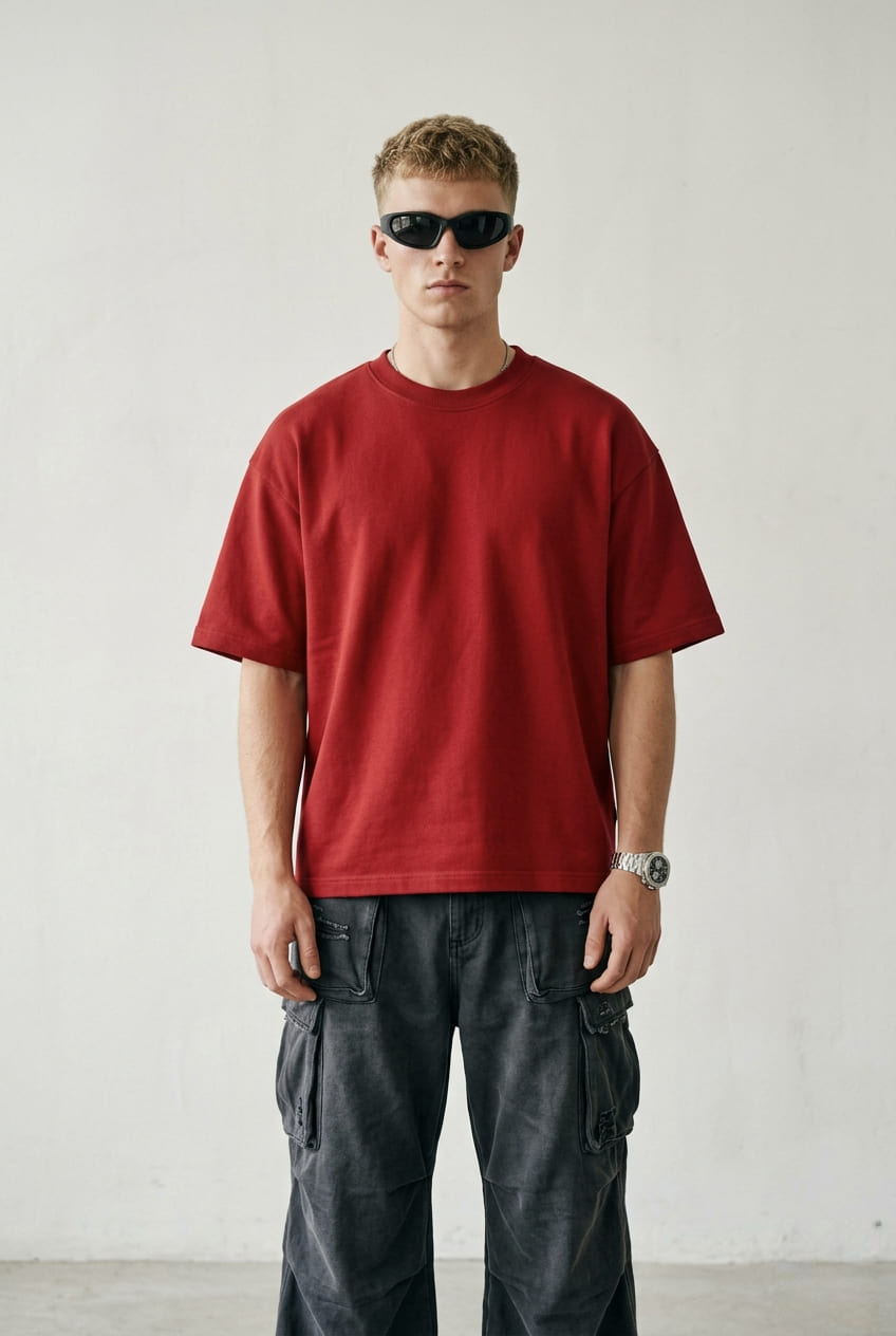 Premium Heavyweight Plain Oversized T-shirt - Red