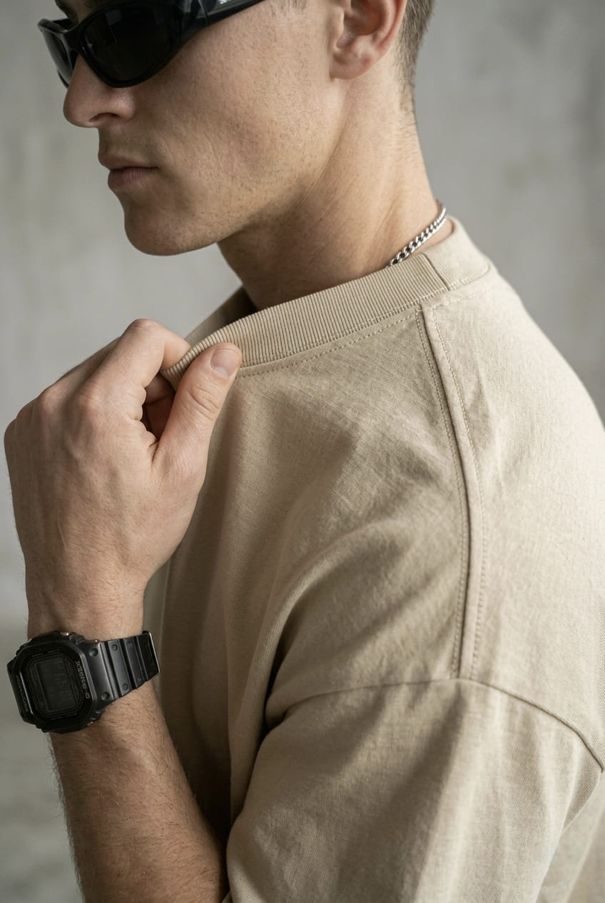 Premium Heavyweight Plain Oversized T-shirt - Beige