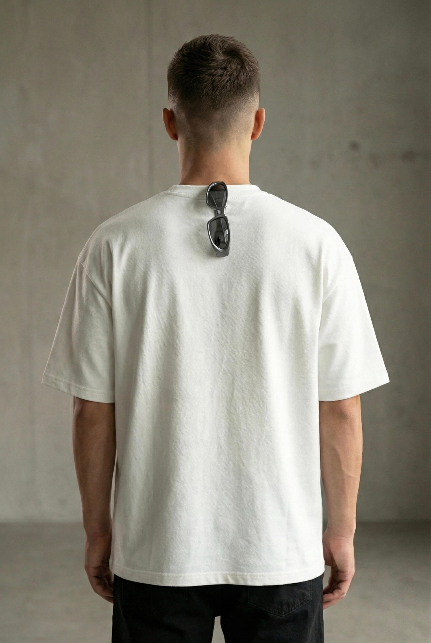 Premium Classic Heavyweight White Oversized T-shirt - Back View