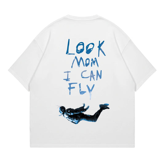 Look Mom I Can Fly Heavyweight Oversized Tee - Black